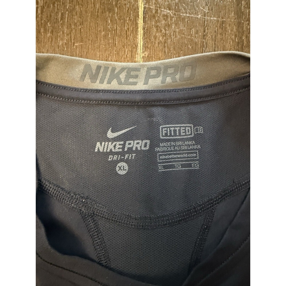 Nike Pro Dri-FIT Shirt Mens XL Navy Blue Fitted Short Sleeve Training Athletic - Picture 3 of 7